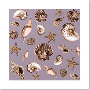 Seashells on mauve Posters and Art